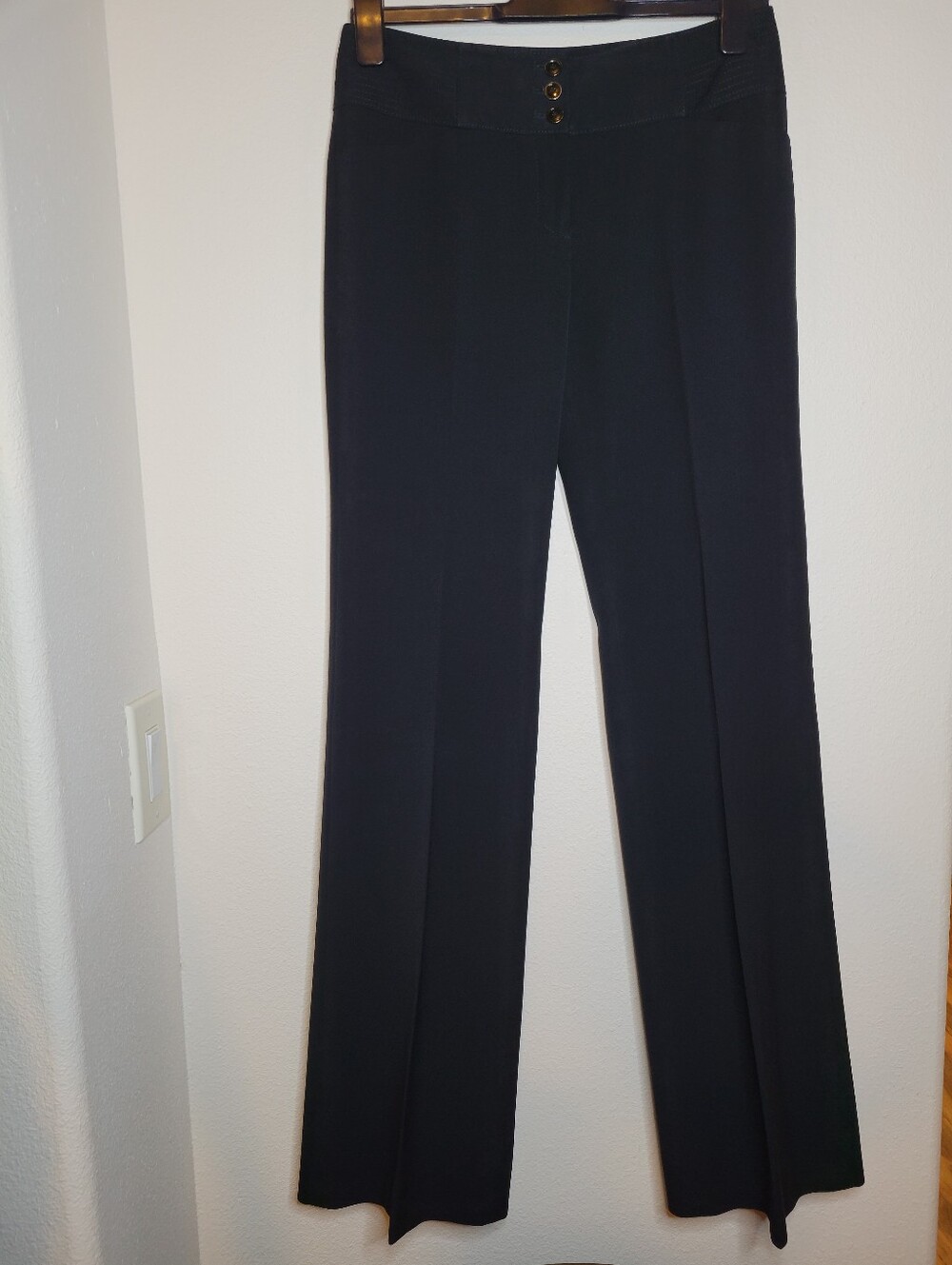 WHBM Legacy Black Flare Leg Dress Pants 3-Button Mid Rise 2L 2 Tall EUC
